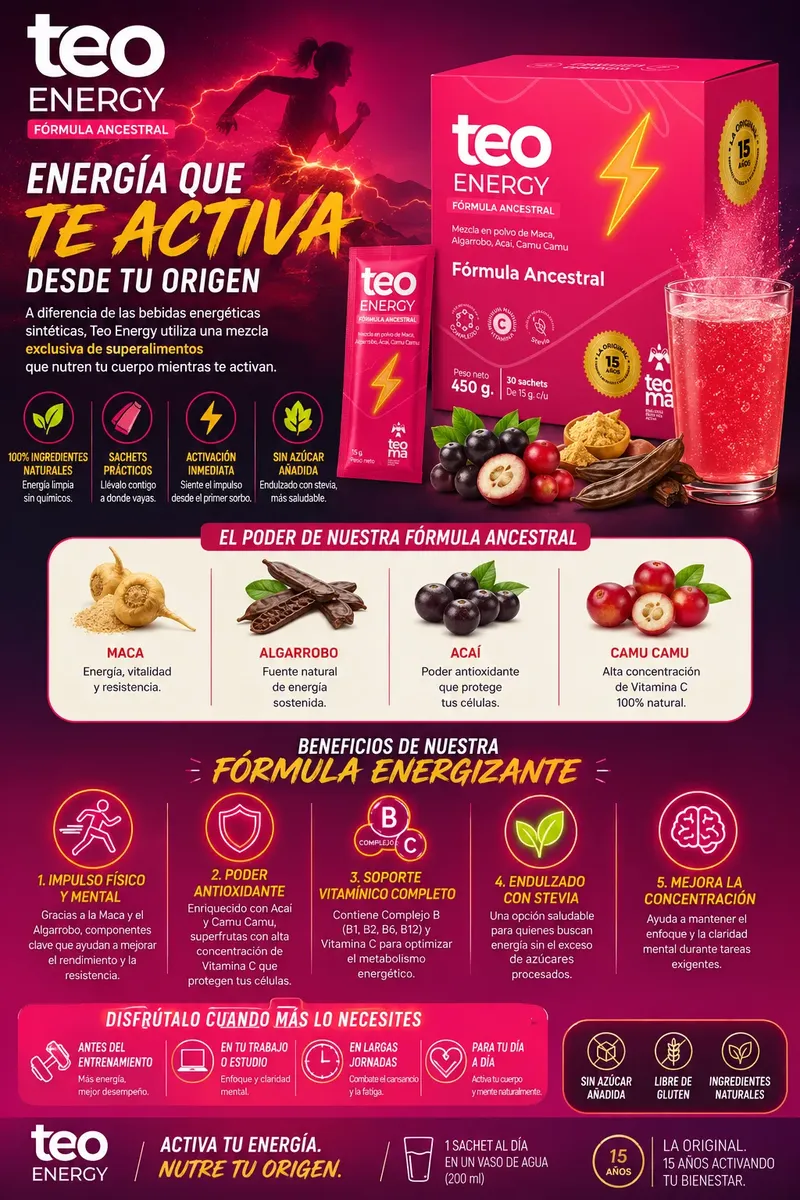 TEO ENERGY TEOMA VITALIDAD - CAJA 30 SACHETS ENERGIZANTE - 3