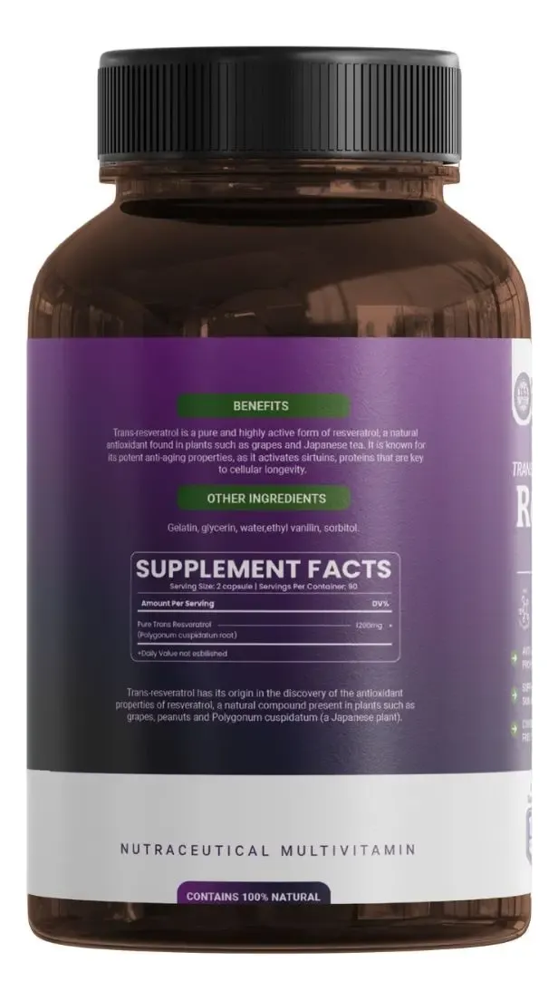 TRANS RESVERATROL 1200MG ANTIENVEJECIMIENTO NUTRAVIA 180 CAP - 2
