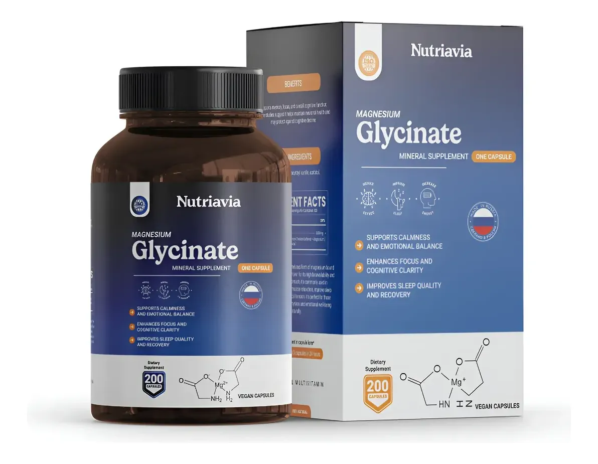 GLICINATO MAGNESIO SALUD NERVIOSA 200 CAPSULAS NUTRAVIA - 1