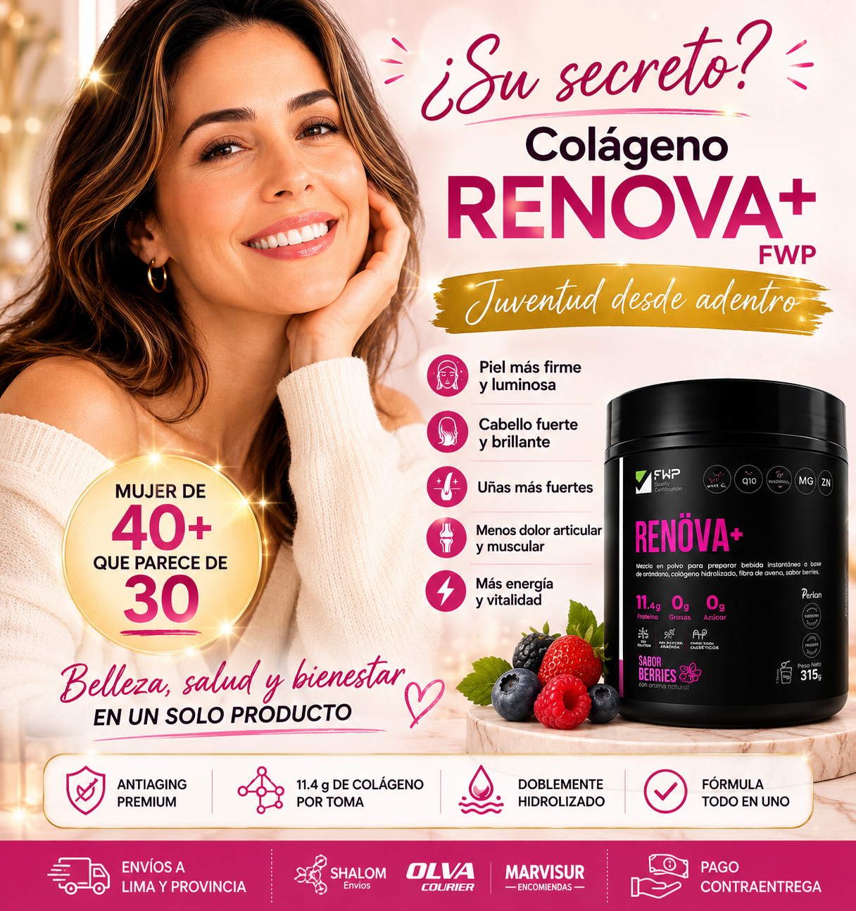 RENÖVA+ COLÁGENO HIDROLIZADO BIOPÉPTIDOS ACTIVOS PACK 315GR - 3
