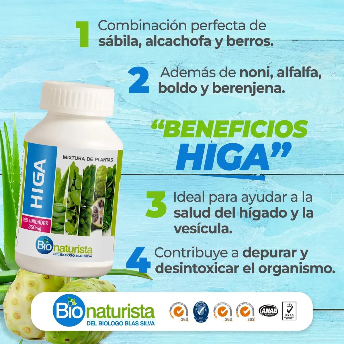 HIGA 350MG BIONATURISTA ALCACHOFA - BERROS 120 CAPSULAS - 2