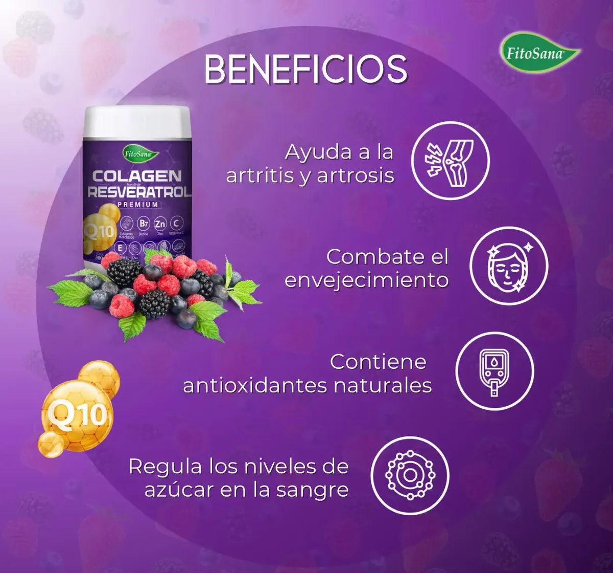 COLAGEN RESVERATROL Q10 FITOSANA ANTIOXIDANTE 100 CAPSULAS - 4