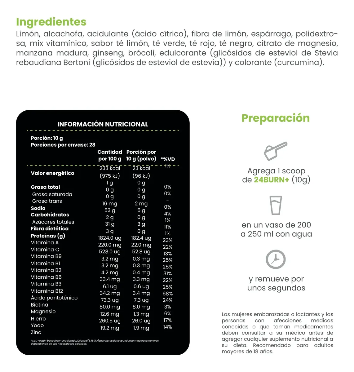 24BURN FWP EXCELENTE QUEMADO DE GRASA SABOR LIMON 280GR - 2