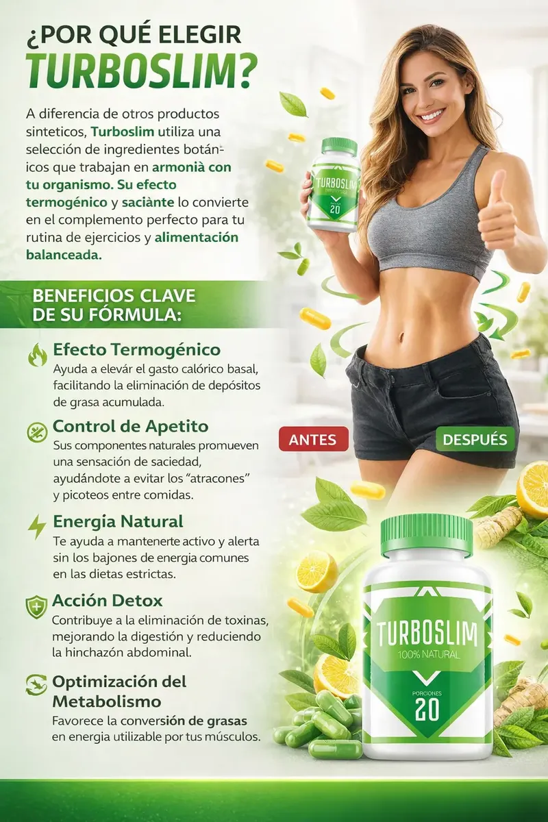 TURBOSLIM 100% NATURAL BAJA DE PESO 500MG 20 CAPSULAS - 2