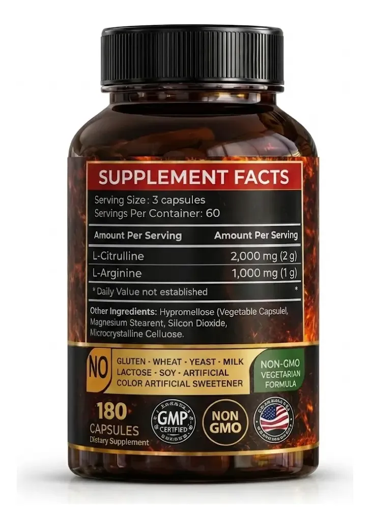 NUTRIAVIA L-ARGININA Y CITRULINA PREMIUM 180 CÁPSULA ENERGÍA - 2