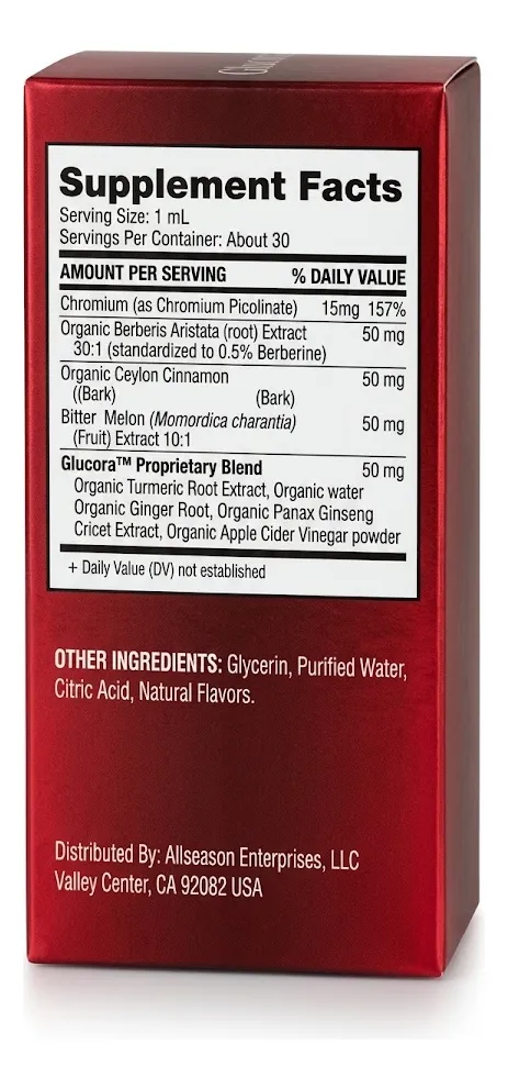 GLUCORA BERBERINE CEYLON CINNAMON CROMIUM LIQUIDO 60ML - 2