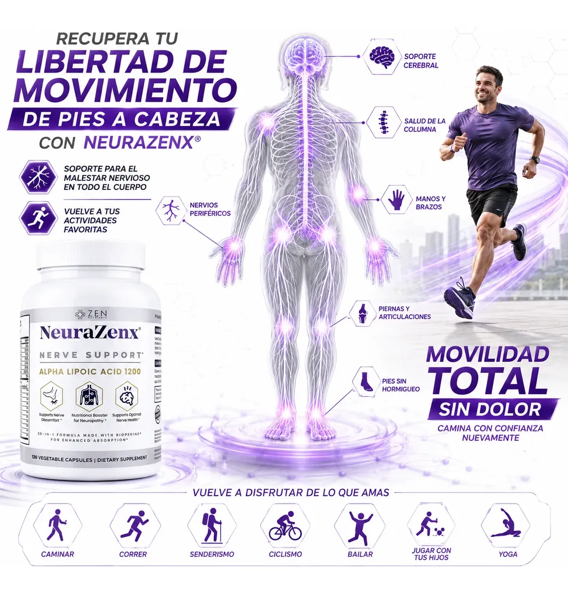 NEURAZENX ÁCIDO LIPOICO SALUD NERVIOSA 1200MG 120 CAPSULA - 4