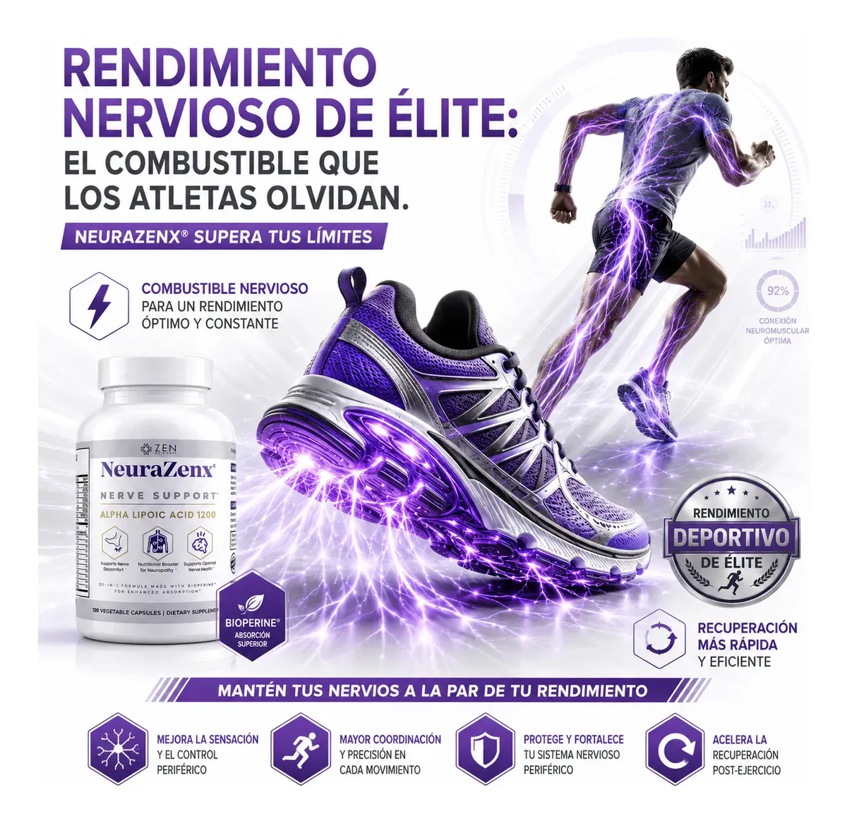 NEURAZENX ÁCIDO LIPOICO SALUD NERVIOSA 1200MG 120 CAPSULA - 7