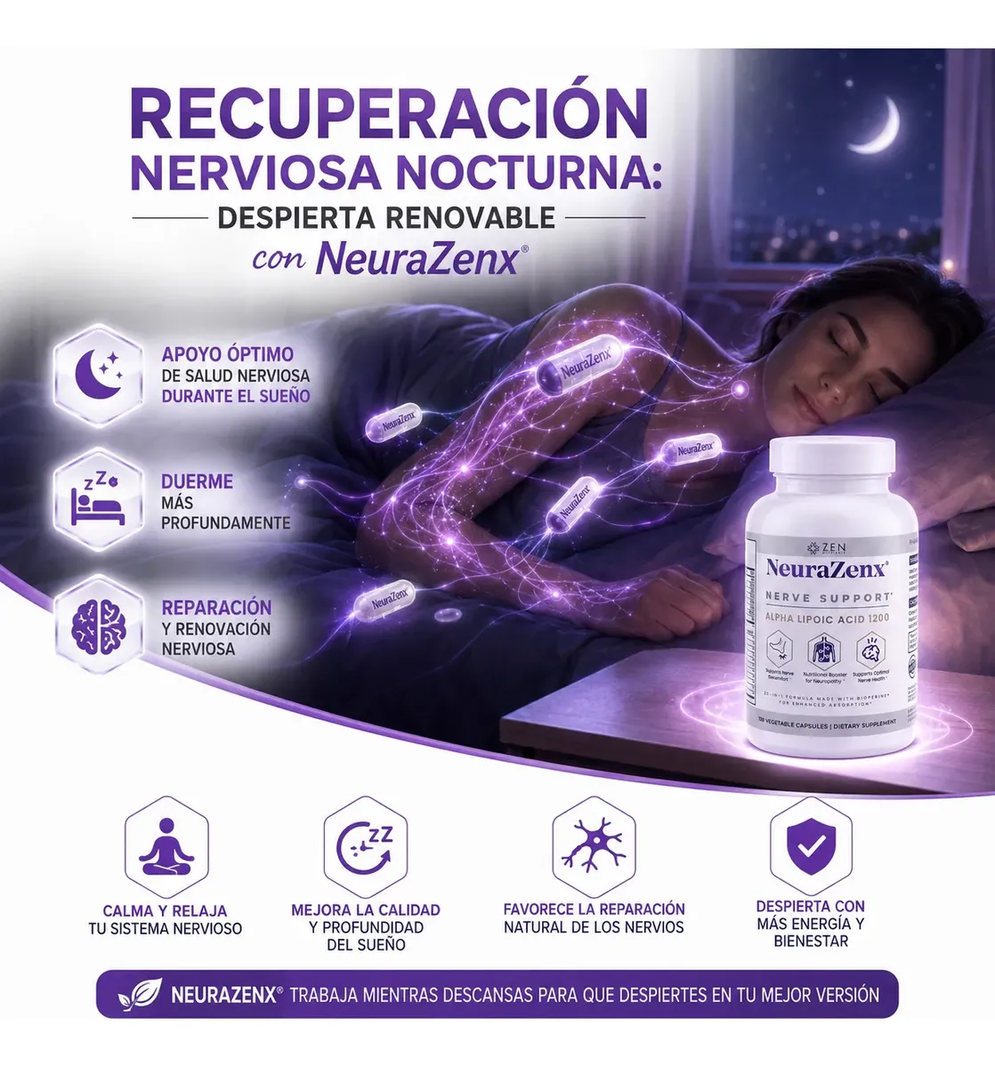 NEURAZENX ÁCIDO LIPOICO SALUD NERVIOSA 1200MG 120 CAPSULA - 8