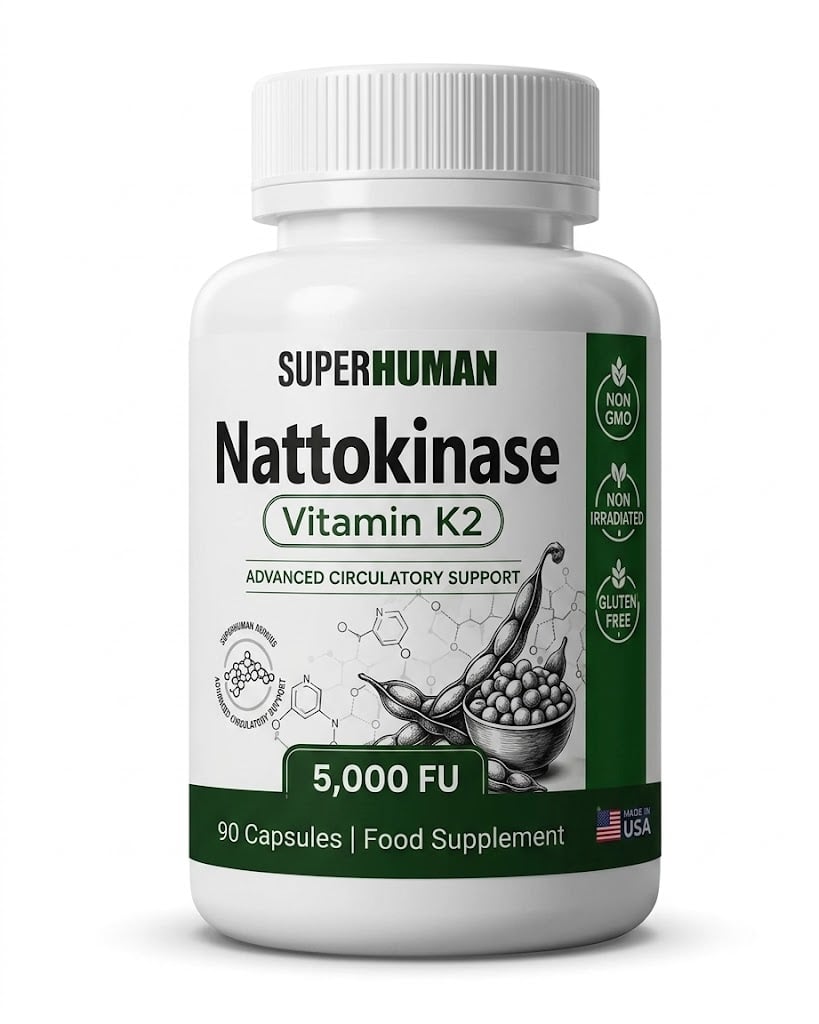 NATTOKINASE VITAMINA K2 5000FU MADE IN USA 90 CAPSULAS - 1