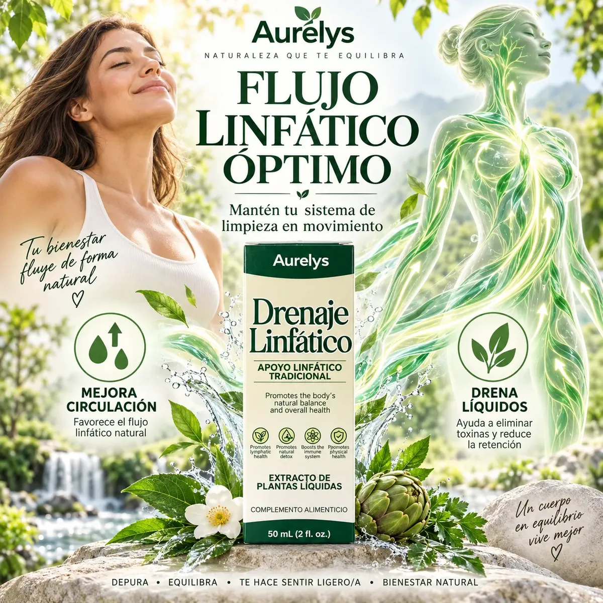DRENAJE LINFÁTICO AURELYS EXTRACTO DE PLANTAS LIQUIDAS 60ML - 3