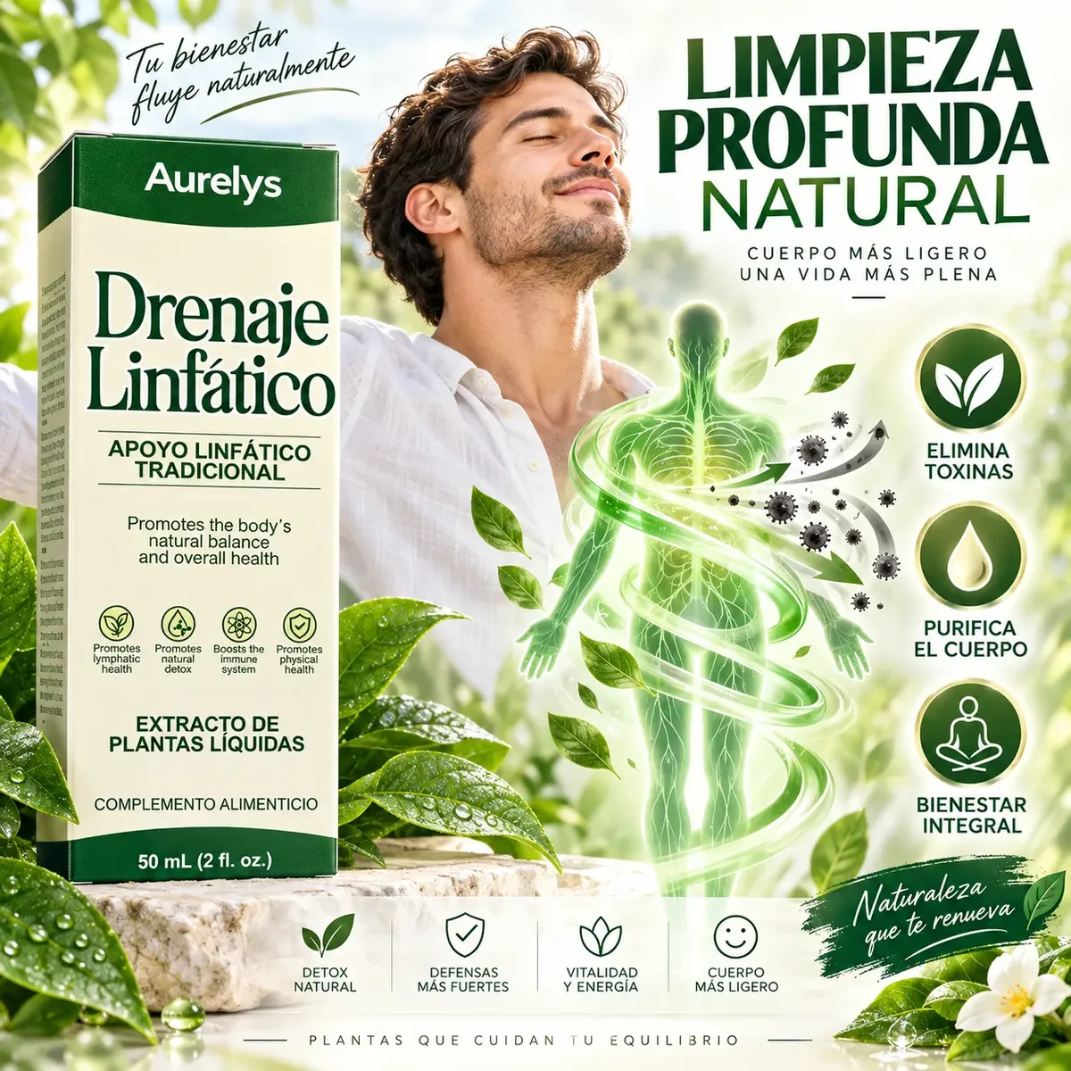 DRENAJE LINFÁTICO AURELYS EXTRACTO DE PLANTAS LIQUIDAS 60ML - 6