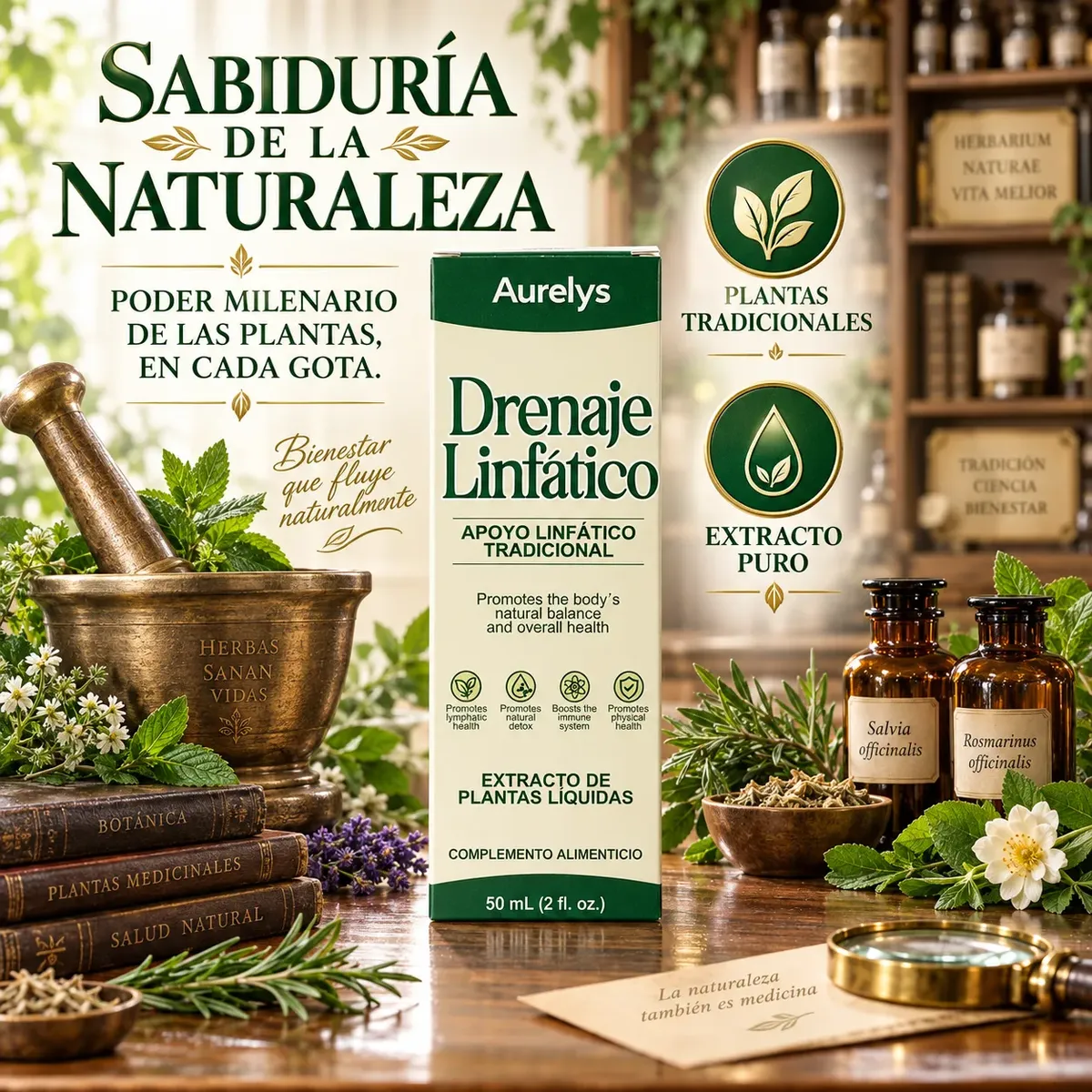 DRENAJE LINFÁTICO AURELYS EXTRACTO DE PLANTAS LIQUIDAS 60ML - 9