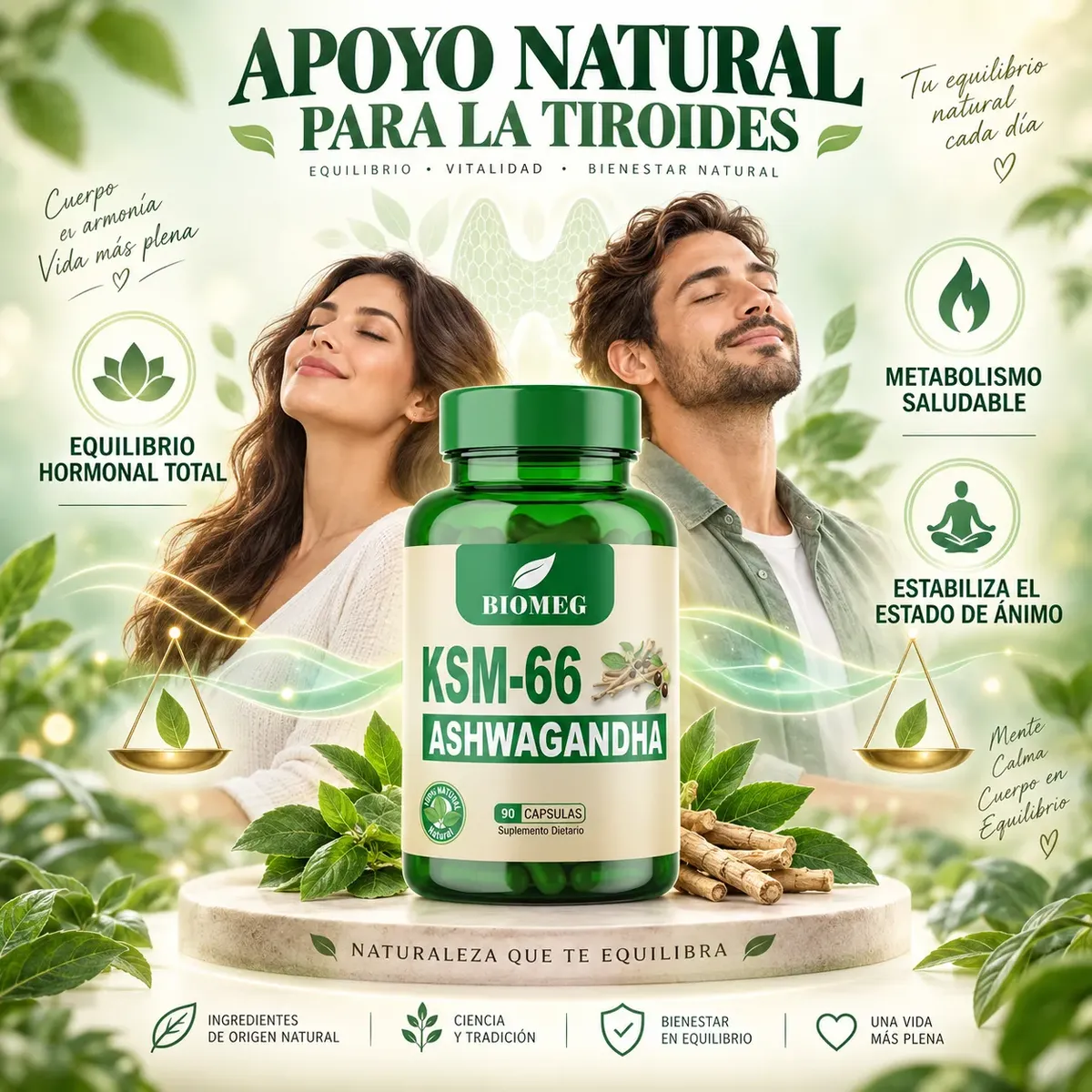 ASHWAGANDHA KSM-66 1000MG QUITA EL ESTRES 90 CAPSULAS - 10