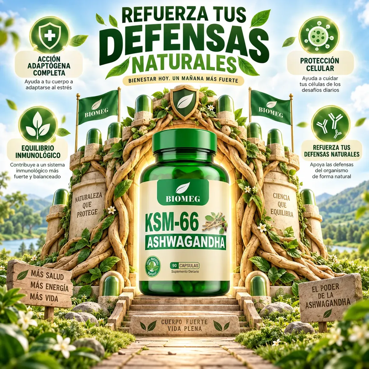 ASHWAGANDHA KSM-66 1000MG QUITA EL ESTRES 90 CAPSULAS - 6