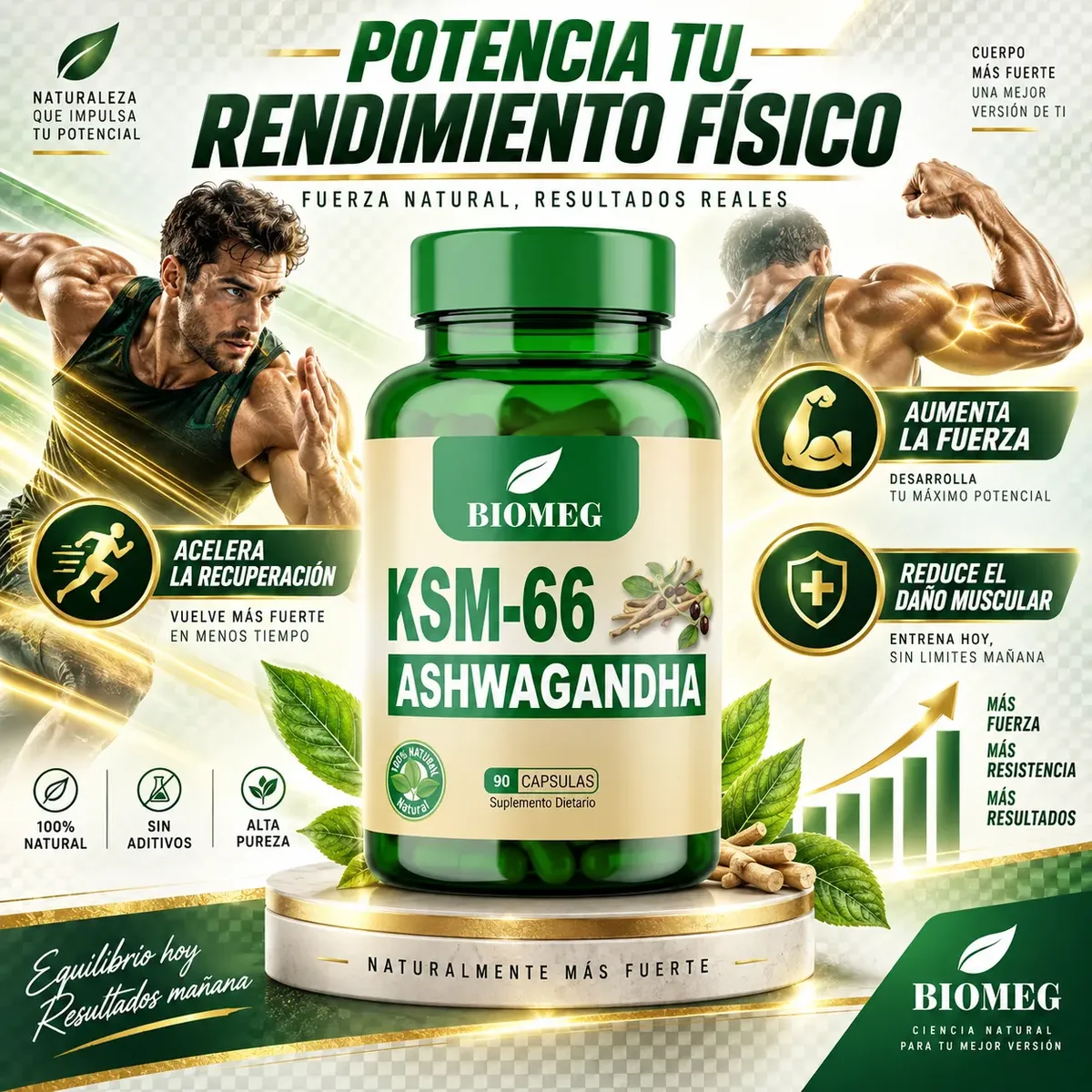 ASHWAGANDHA KSM-66 1000MG QUITA EL ESTRES 90 CAPSULAS - 8
