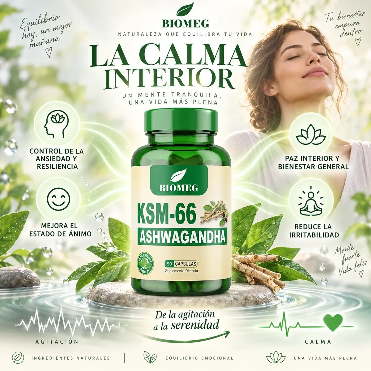 ASHWAGANDHA KSM-66 1000MG QUITA EL ESTRES 90 CAPSULAS - 9