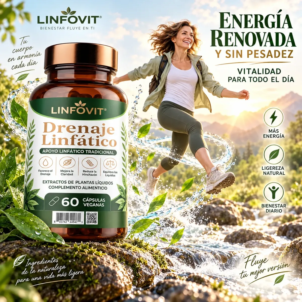 DRENAJE LINFÁTICO LINFOVIT REDUCE HINCHAZON 60 CAPSULAS - 5