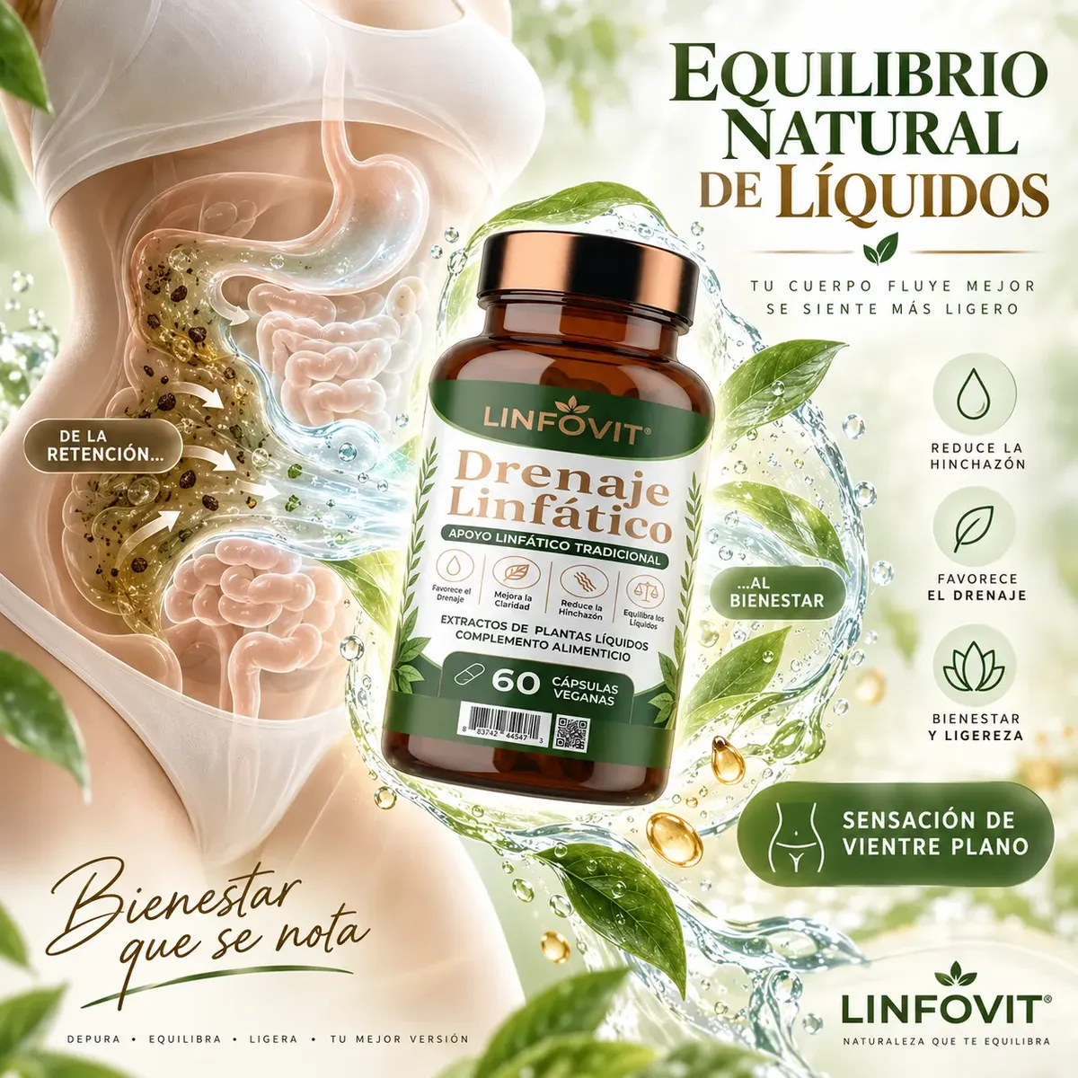 DRENAJE LINFÁTICO LINFOVIT REDUCE HINCHAZON 60 CAPSULAS - 6