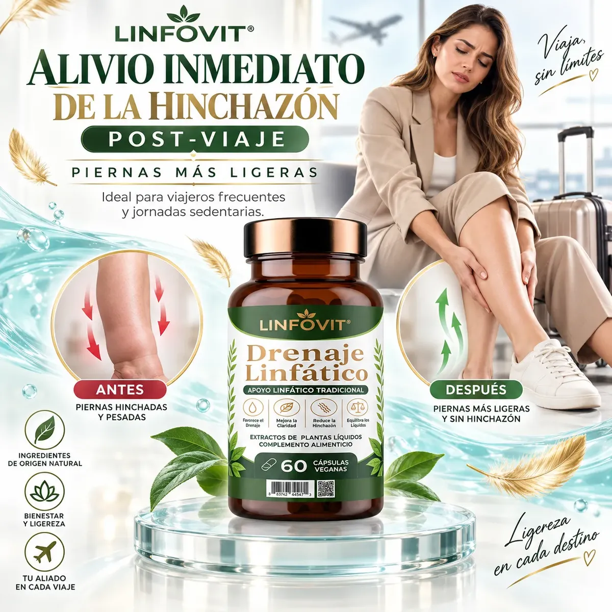 DRENAJE LINFÁTICO LINFOVIT REDUCE HINCHAZON 60 CAPSULAS - 8