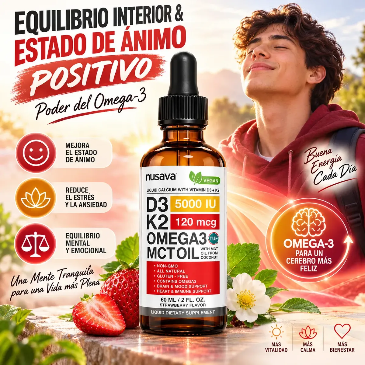 NUSAVA VITAMINA D3 + K2 OMEGA 3 MCT OIL LIQUID CALCIUM 60ML - 3