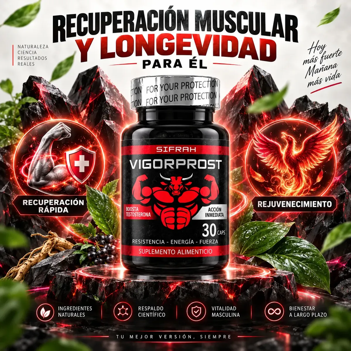 VIGORPROST SIFRAH POTENCIA - ENERGÍA - FUERZA MASCULINA 30 CAPSULAS - 10