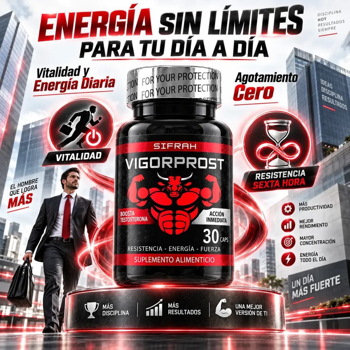 VIGORPROST SIFRAH POTENCIA - ENERGÍA - FUERZA MASCULINA 30 CAPSULAS - 4
