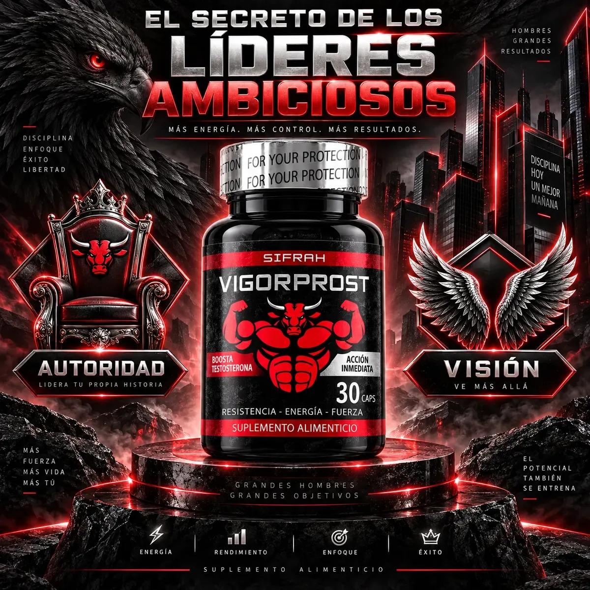 VIGORPROST SIFRAH POTENCIA - ENERGÍA - FUERZA MASCULINA 30 CAPSULAS - 5