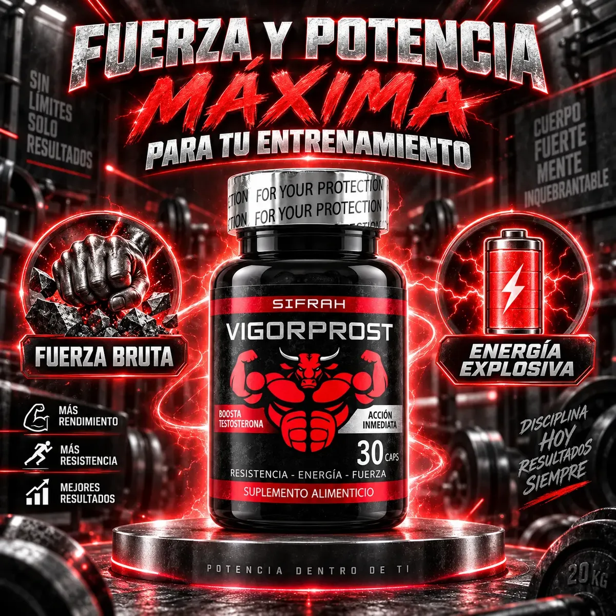 VIGORPROST SIFRAH POTENCIA - ENERGÍA - FUERZA MASCULINA 30 CAPSULAS - 7