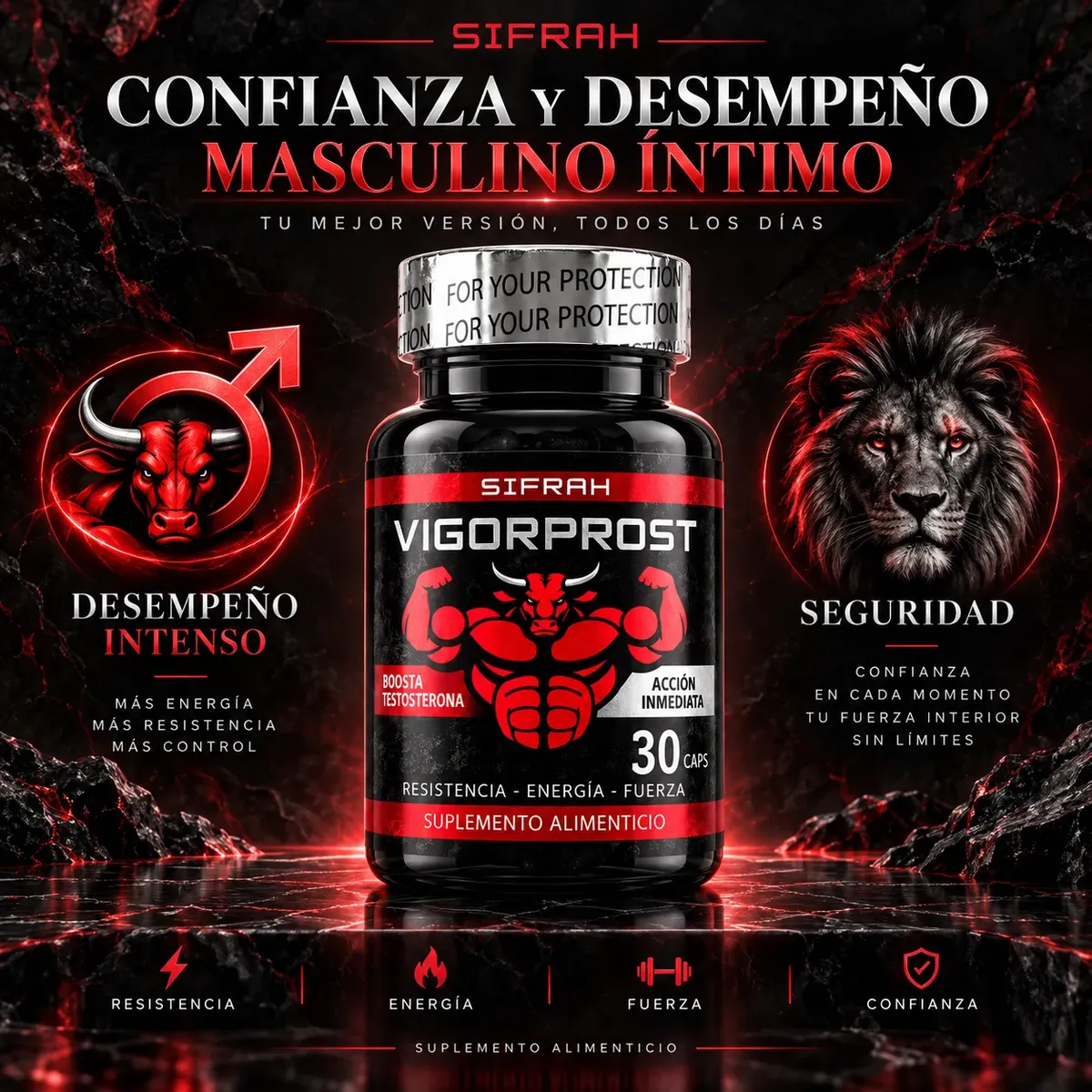 VIGORPROST SIFRAH POTENCIA - ENERGÍA - FUERZA MASCULINA 30 CAPSULAS - 9