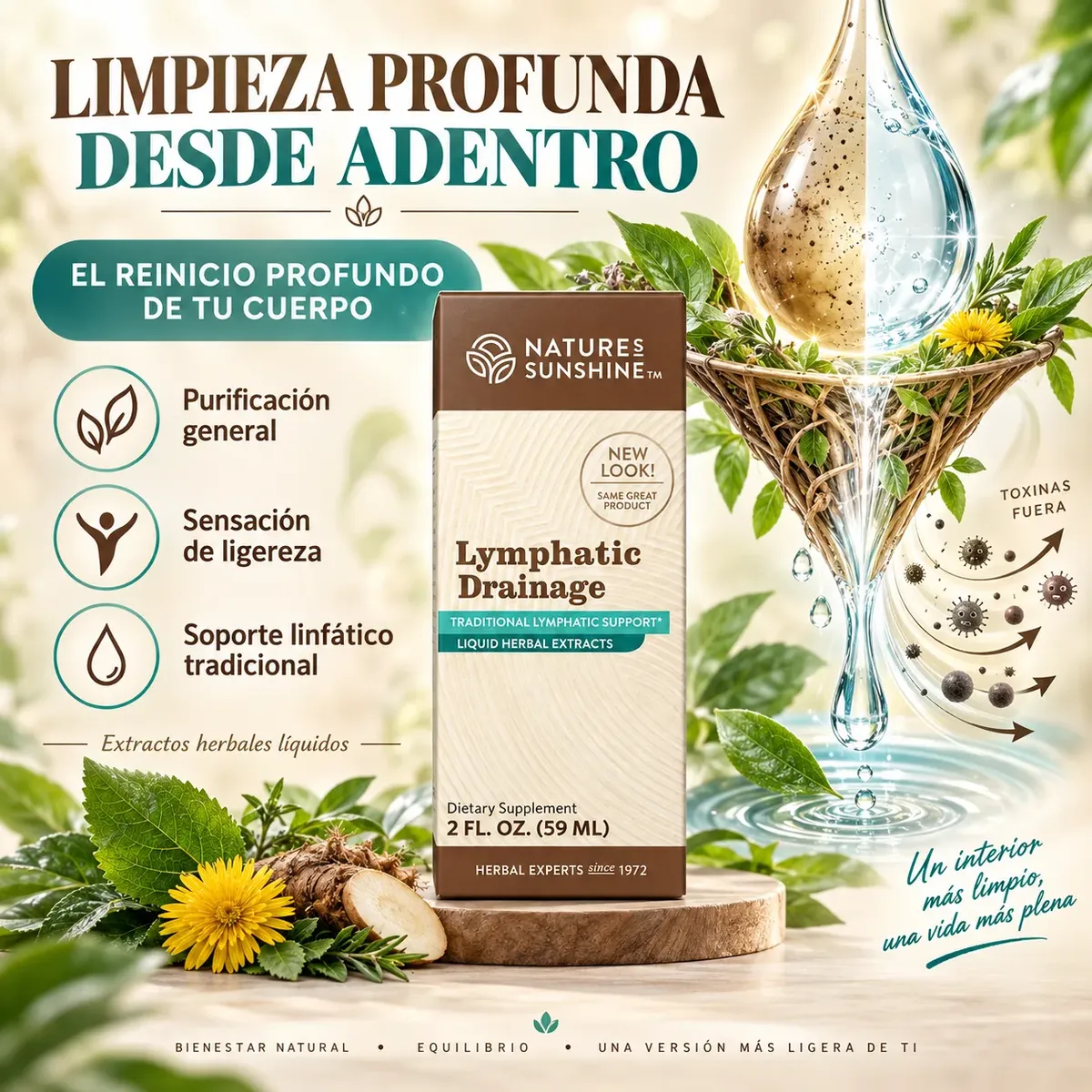 DRENAJE LINFÁTICO NATURE'S SUNSHINE AMERICANO GOTERO 59ML - 7
