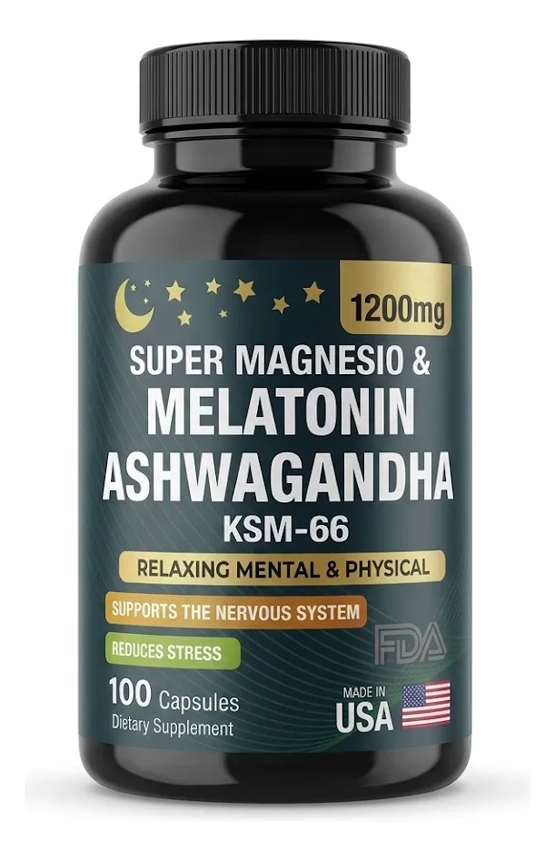 SUPER MAGNESIO MELATONINA ASHWAGANDHA KSM 66 USA 100 CÁPSULA - 1