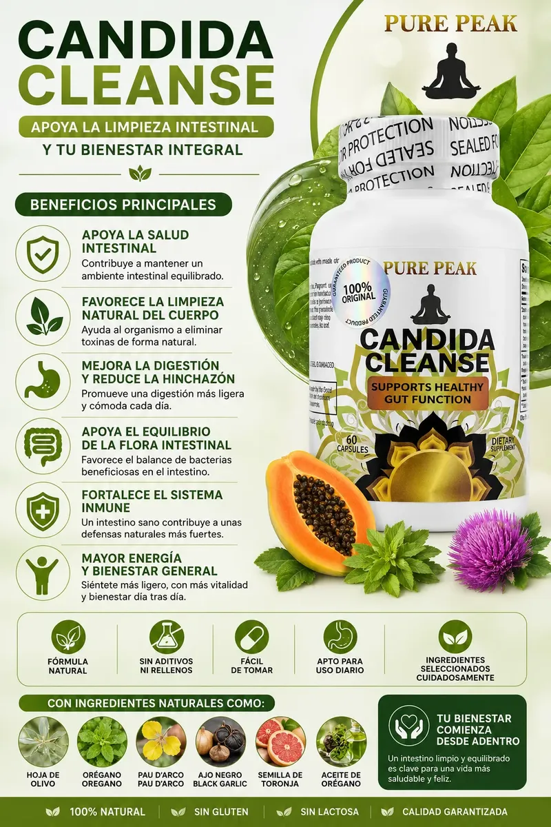 CANDIDA CLEANSE PURE PEAK AMERICANO SUPLEMENTO 60 CAPSULAS - 3