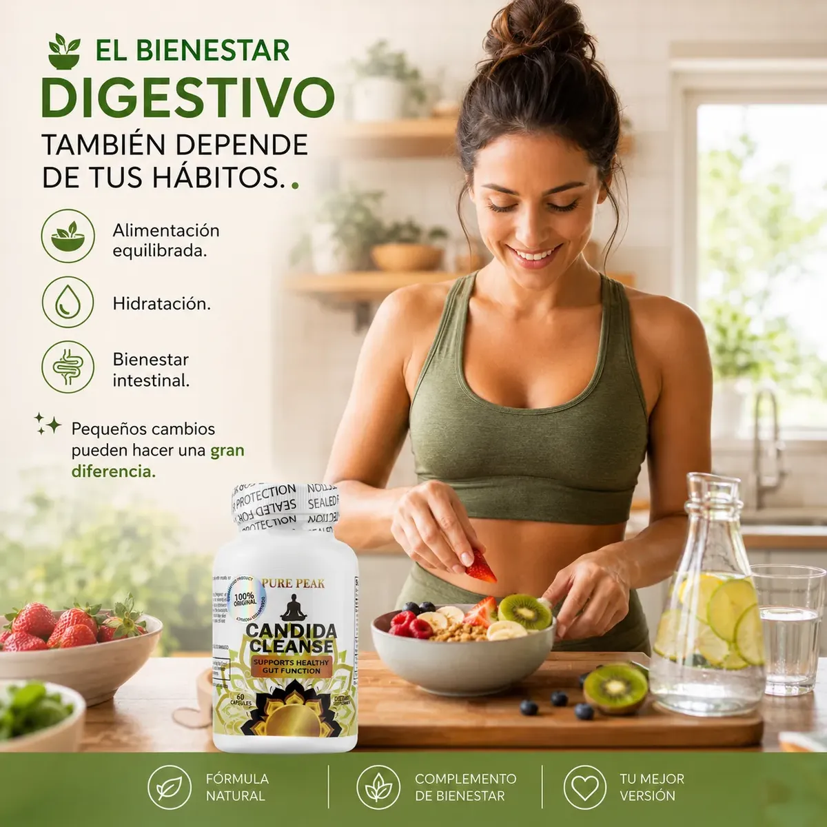CANDIDA CLEANSE PURE PEAK AMERICANO SUPLEMENTO 60 CAPSULAS - 5
