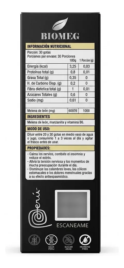 MELENA DE LEON BIOMEG 1000MG VIT B6 30 PORCIONES 30ML - 2