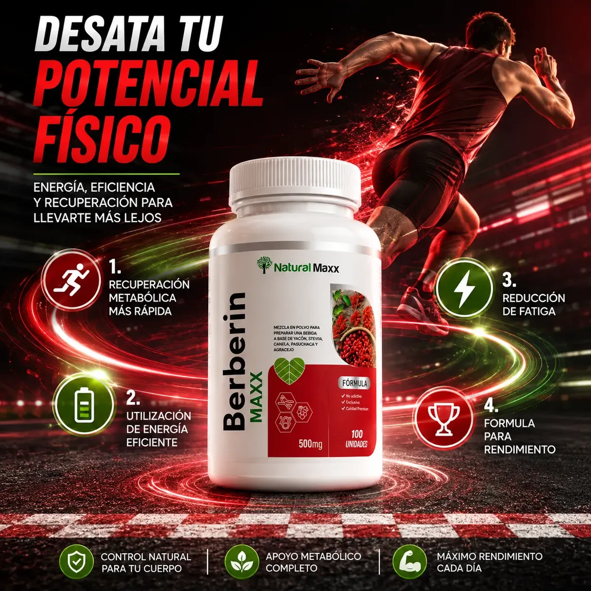 BERBERINE 500MG NATURALMAX A BASE DE YACON AGRACEJO 100 CAPS - 3