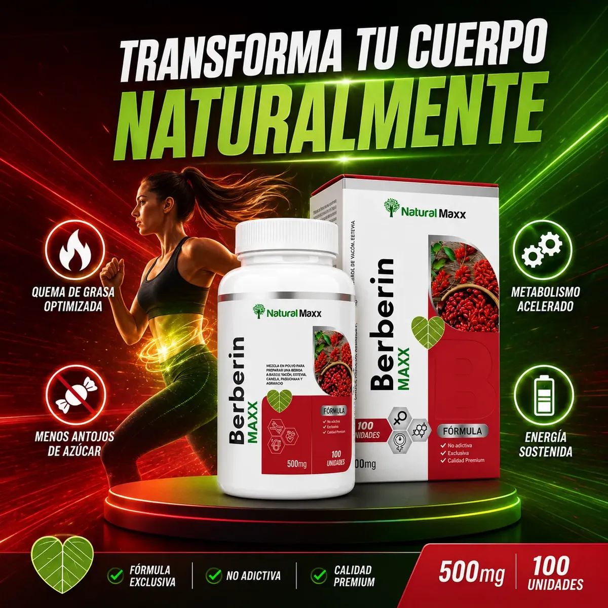 BERBERINE 500MG NATURALMAX A BASE DE YACON AGRACEJO 100 CAPS - 4