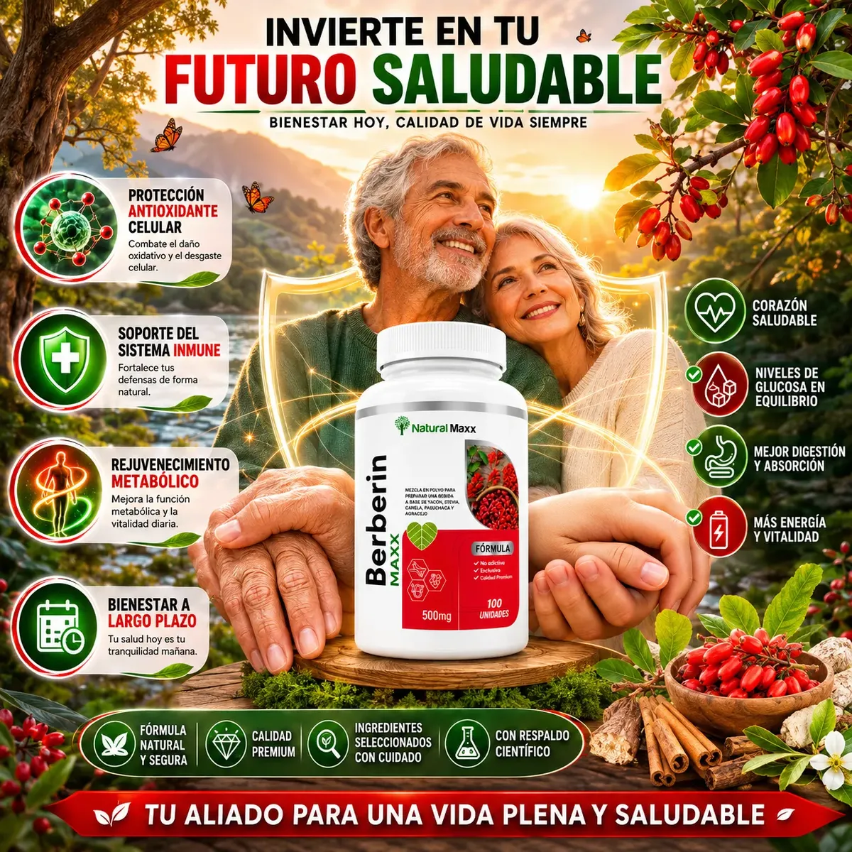 BERBERINE 500MG NATURALMAX A BASE DE YACON AGRACEJO 100 CAPS - 5