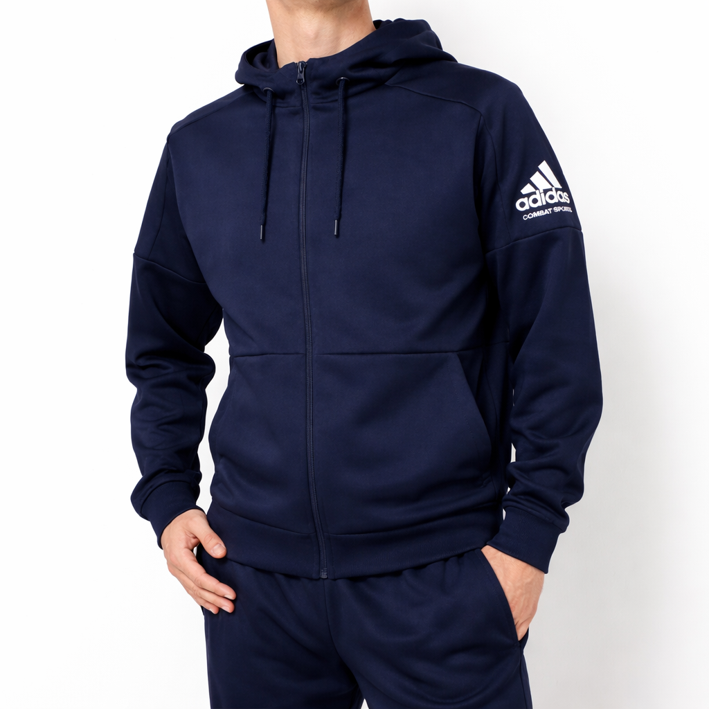 CASACA ADIDAS COMBAT SPORTS CON CAPUCHA Y CREMALLERA | COLOR AZUL - 1