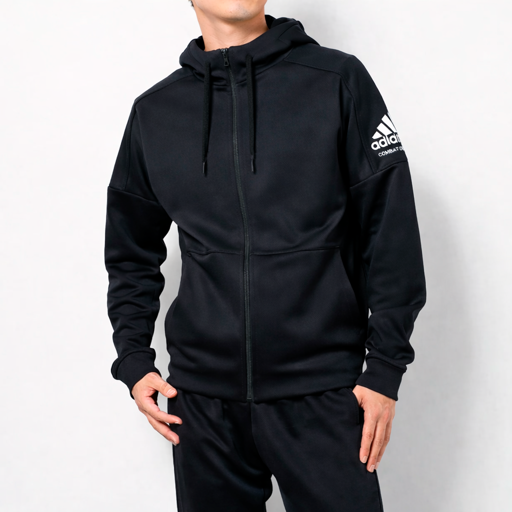 CASACA ADIDAS COMBAT SPORTS CON CAPUCHA Y CREMALLERA | COLOR NEGRO - 1