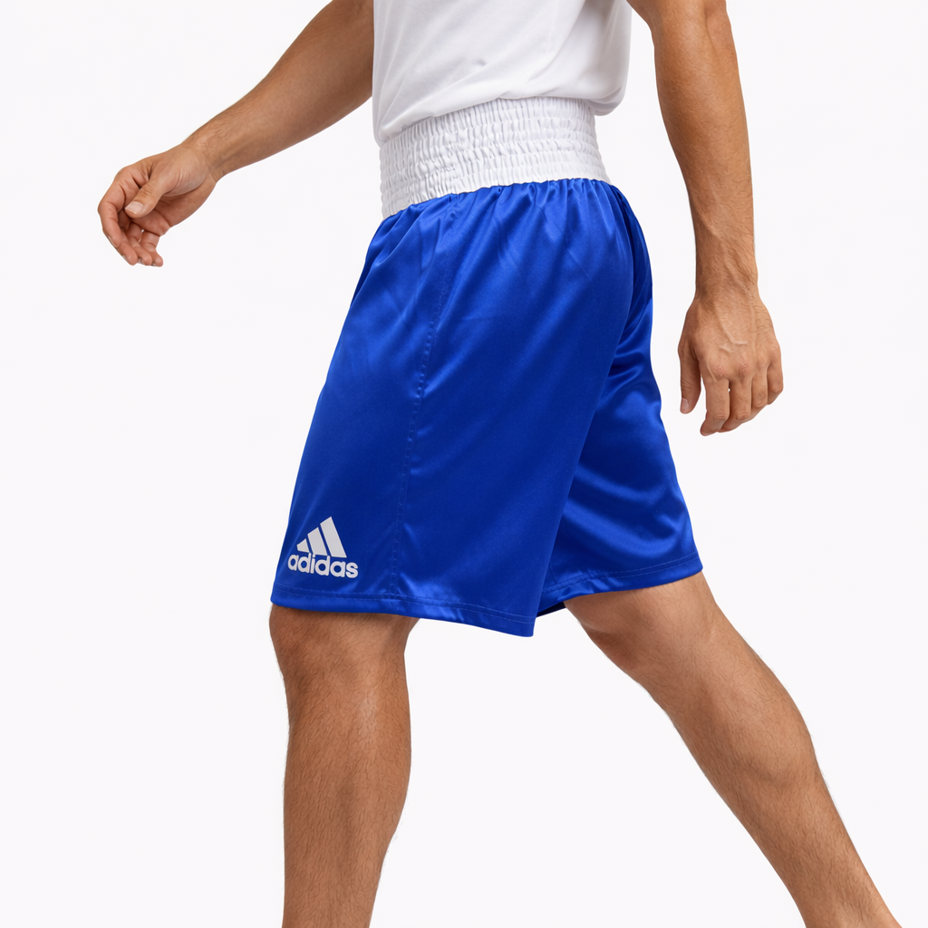 SHORT DE BOXEO ADIDAS SATIN BOXING-  BLU/WHT - 2