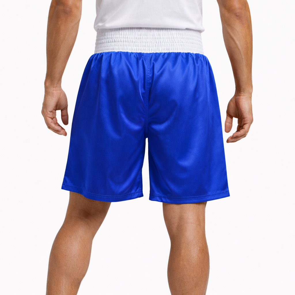 SHORT DE BOXEO ADIDAS SATIN BOXING-  BLU/WHT - 3