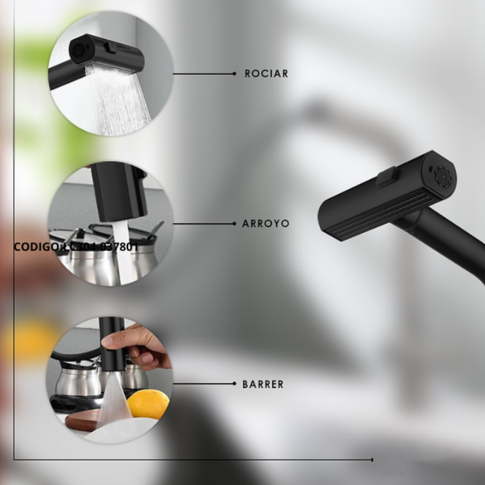 LLAVE DE COCINA PARED NEGRO LC304-037801 - 3