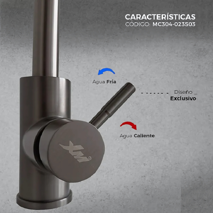 MEZCLADORA XM MC304-023503 MONOCOMANDO COCINA PLOMO - 4