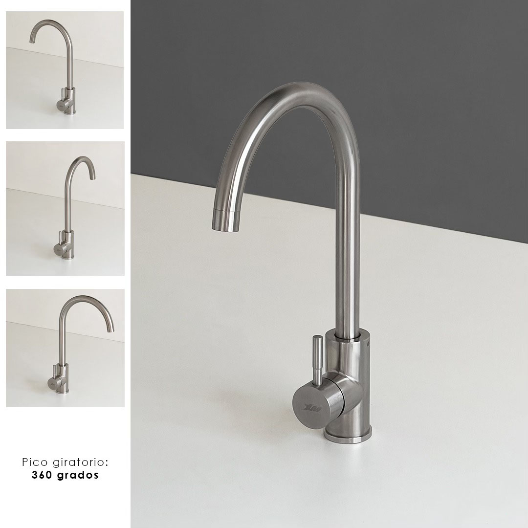 MEZCLADORA XM MC304-0235 MONOCOMANDO COCINA SATINADO GRIS CLARO - 4