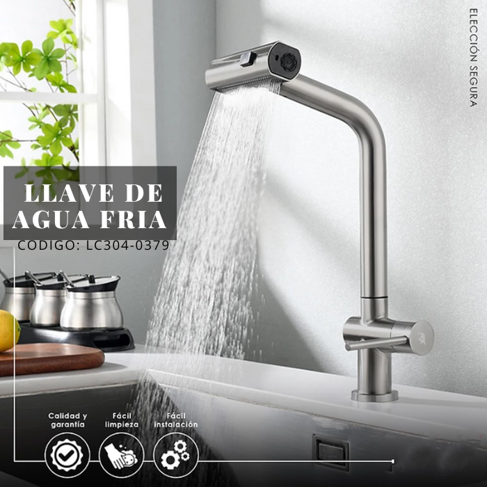 GRIFERÍA XM LC304-0379 COCINA MUEBLE SATINADO EXTRAÍBLE GRIS CLARO - 2