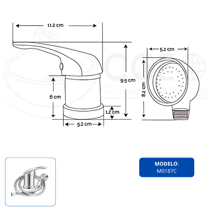 MEZCLADORA XM M0187C MONOCOMANDO LAVACABEZA PELUQUERIA CROMADO - 4