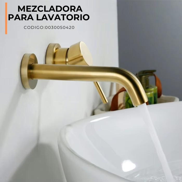 MEZCLADORA FRATELLI 0030050420 MONOCOMANDO LAVATORIO A LA PARED DORADO - 3