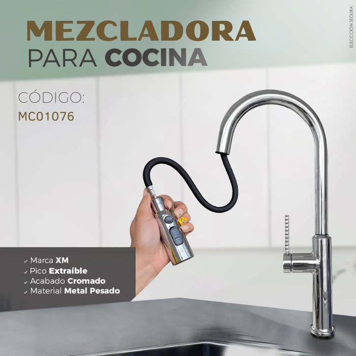 MEZCLADORA XM MC01076 COCINA EXTRAÍBLE CROMADO - 2