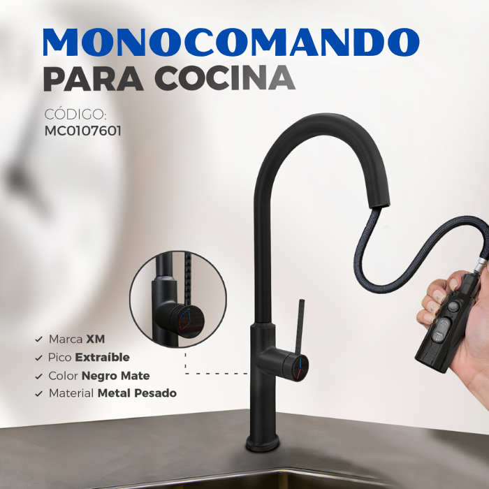 MEZCLADORA XM MC0107601 COCINA EXTRAÍBLE NEGRO MATE - 2